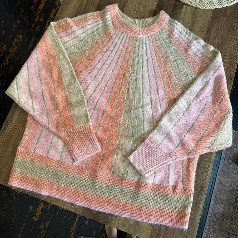 Vintage Cato pastel knit sweater with gold stitching